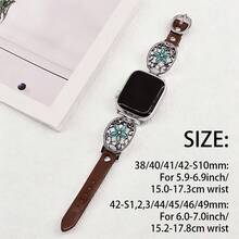 1 chiếc dây đeo kim loại bằng da màu ngọc lam cổ điển tương thích với Apple Watch Ultra 2 SE 10 9 8 7 6 5 4 3 2 1 Series, Dây đeo vòng tay hoa cúc bạc tương thích với Apple Watch 38mm 40mm 41mm 42mm 44mm 45mm 46mm 49mm - Bạc - Xem 2