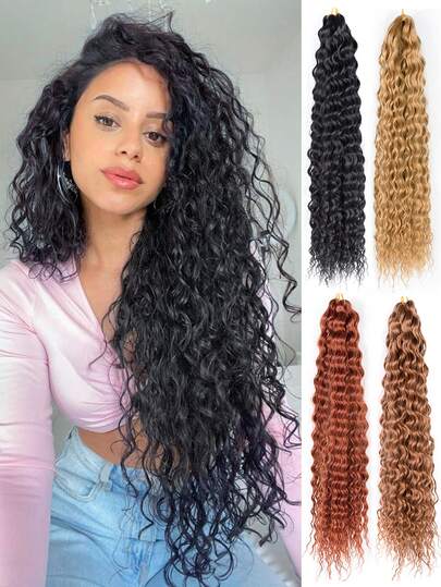30 Inch Long Deep Curly Wave Braid Hair Synthetic Twist Ripple Crochet Deep Wave Braiding Hair For Boho Braids 22 Inch Long Ocean Wave Braiding Hair Extensions For Women Daily Use