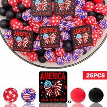 25/30/47pcs American Independence Day 250th Anniversary Series Silicone Bead Set, Printed With American Elements "250" Shaped Beads, DIY Keychain, Necklace, Bracelet, Decoration, Pen, Jewelry Pendant, Holiday & Birthday Gift - Independence Day 250 - View 22