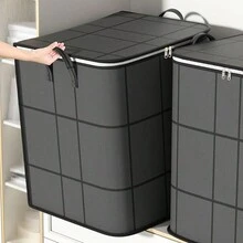1pc Large Storage Bag, Suitable For Organizing Blankets, Clothes, Bedding, Foldable, With Reinforced Handle, Transparent Window, Sturdy Zipper, Gray, Applicable For Decor, Holidays, Room, Home, Bedroom - Grey - View 6