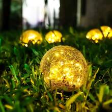 Solar Glass Ball LED Garden Light , IP65, Polished, Semi-Recessed, Decorative Path Light For Patio, Lawn And Garden, With Multiple Components.Halloween Decorations.Halloween Lights, Solar Garden Lights Outdoor, Halloween Outdoor Decorations - warm - 查看 7