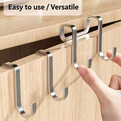 Giá treo đồ hình chữ S kép bằng thép không gỉ 304, giá đựng đồ bằng kim loại chịu lực cao, dùng để treo khăn, quần áo, túi xách và các vật dụng khác trên cửa, không cần khoan.