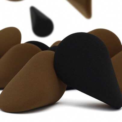 黑棕混色人体工学化妆海绵，2/4/6/12 件套装，柔软便携可重复使用，不含乳胶，适用于打造无瑕粉底和遮瑕膏，干湿两用，日常美妆好帮手。