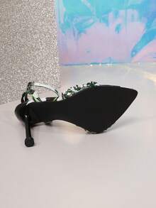 High Heel Pointed Toe Metal Sandals, Casual Daily Wear For Summer - Green - View 4