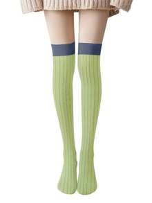 Kanroji Mitsuri Over-The-Knee Socks • Anime Cosplay • Green Stripes • JK Silk • - 彩色 - 查看 8