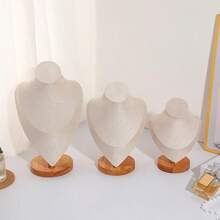 木製模特珠寶展示架，項鍊展示盒，適用於檯面，珠寶道具，配件展示架，項鍊掛鉤，返校必備 - 米色 - 查看 7
