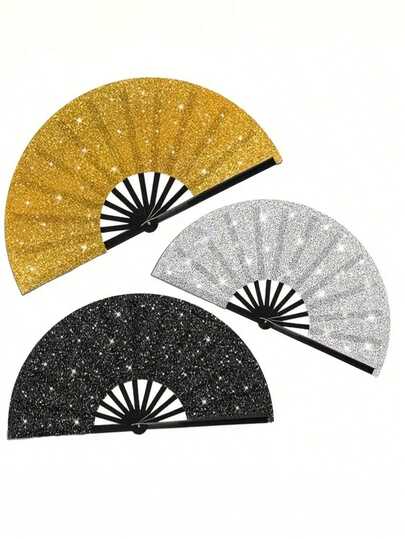 Fashionable Sparkling Hand Fan, Women's Shiny Folding Fan, Glitter Foldable Fan, Summer Beach Fan, Foldable & Portable, Fashion Accessory, Party Essential Item, Suitable For Holidays, Weddings, Gatherings, Galas, Birthday Performances, Great Gift For Mom Or Friends