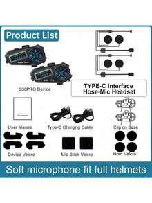 1pc/2pcs Headset Bluetooth Nirkabel Helm Motor Q30 Pro, Dengan Layar LED, Interkom 500m, Berbagi Musik dan Pencampuran Adegan - Baterai Kapasitas Besar 1000mAh, Desain Ergonomis untuk Sepeda Motor, Sepeda, Olahraga - Hadiah Ideal untuk Penggemar, Perangkat Komunikasi Sepeda Motor, Gadget Modis, Konstruksi Tahan Lama, Cocok untuk Helm Setengah/Penuh, Pilihan Utama untuk Perlengkapan Berkendara Luar Ruangan (Mendukung Interkom Lintas Merek, Kompatibel dengan Interkom Headset Bluetooth Biasa, Dapat Diadaptasi ke Headset Bluetooth Pihak Ketiga) - Q30 Pro - View 13