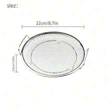 1 pieza Bandeja coladora de acero inoxidable para freír aceite, cesta de filtro de malla para freír, asar a la parrilla y cocinar alimentos - Plateado - Ver 15