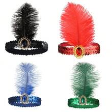 Tocado de estilo vintage de los años 20, una elección perfecta para el baile de máscaras, celebraciones festivas u otros eventos de disfraces, un excelente regalo para tu pareja - Negro - Ver 3
