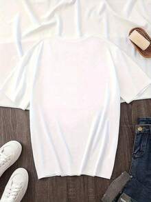 Women's Loose Fit Graphic Tee, Cute Shih Tzu Dog With Glasses Print, Casual Short Sleeve Crew Neck T-Shirt - 白色 - 查看 3