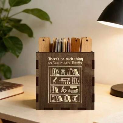 Minimalistische Holz-Lesezeichen-Aufbewahrungsbox, Schreibtisch-Stiftehalter, minimalistische Heimdekoration, Studierzimmer-Accessoire, ideales Geschenk