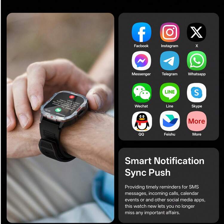 Men's Outdoor Sports Smartwatch, Waterproof, Bluetooth, Voice Assistant, Flashlight - View 5