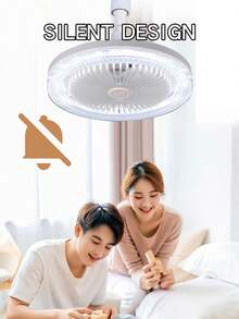 2 In 1 40W Ceiling Fan Lamps 3 Speeds Adjustable E27 Base Infinitely Dimmable For Living Room Bedroom Study LED Decorative Light - one-size - View 4