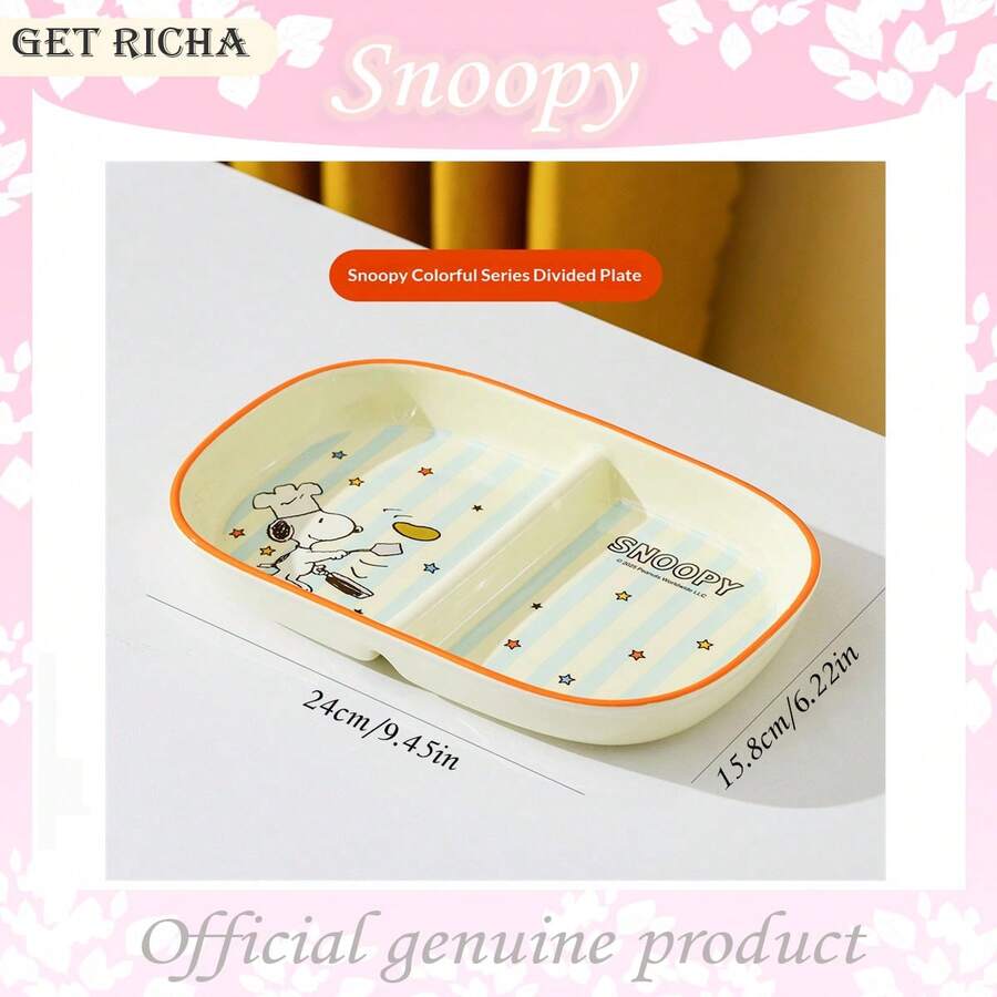 Snoopy Ceramic Divided Plate, Adult Weight Loss Tableware, Cute Breakfast Plate - Multicolor - View 1