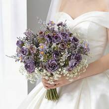 1PC Artificial Rose Sunflower, Rose Daisy Bouquet, DIY Wedding Decoration Wreath Materials, Bridal Handheld Flowers, Wrist Flowers, Chest Flowers, Headflower Decoration Accessories, Wedding Car Decoration, Door Arch Decoration, Home, Restaurant, Bedroom, Vase Decoration, Birthday Party Decoration Materials, Valentine's Day And New Year Gifts, Valentine's Day Gifts, Graduation Gifts - Purple - View 9