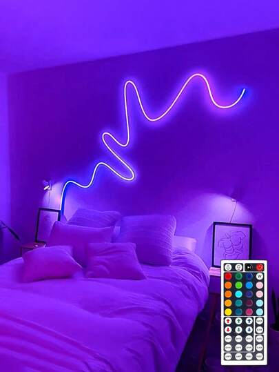 1 dải đèn LED neon RGB linh hoạt có điều khiển từ xa - Đèn neon nhiều màu có thể điều chỉnh, thích hợp trang trí phòng ngủ, ghế sofa, khu vực chơi game và phòng chiếu phim tại nhà, hoàn hảo cho trang trí ngày lễ.