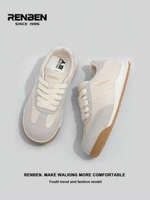 RENBEN Mẫu giày thể thao nữ buộc dây, đế độn ẩn, chất liệu mềm mại, kiểu dáng thường ngày, hàng mới về mùa xuân 2026. - Màu be - Xem 6