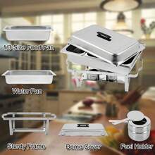 Chafing Dish Buffet Set Of 2Pack,316 Stainless Steel Chafer Buffet Servers And Warmers Sets With Lid Folding Frame, Rectangular Chafing Dishes For Parties, Weddings, Catering Events, Silver (3*1/3 ) - 3*1/3 - View 8