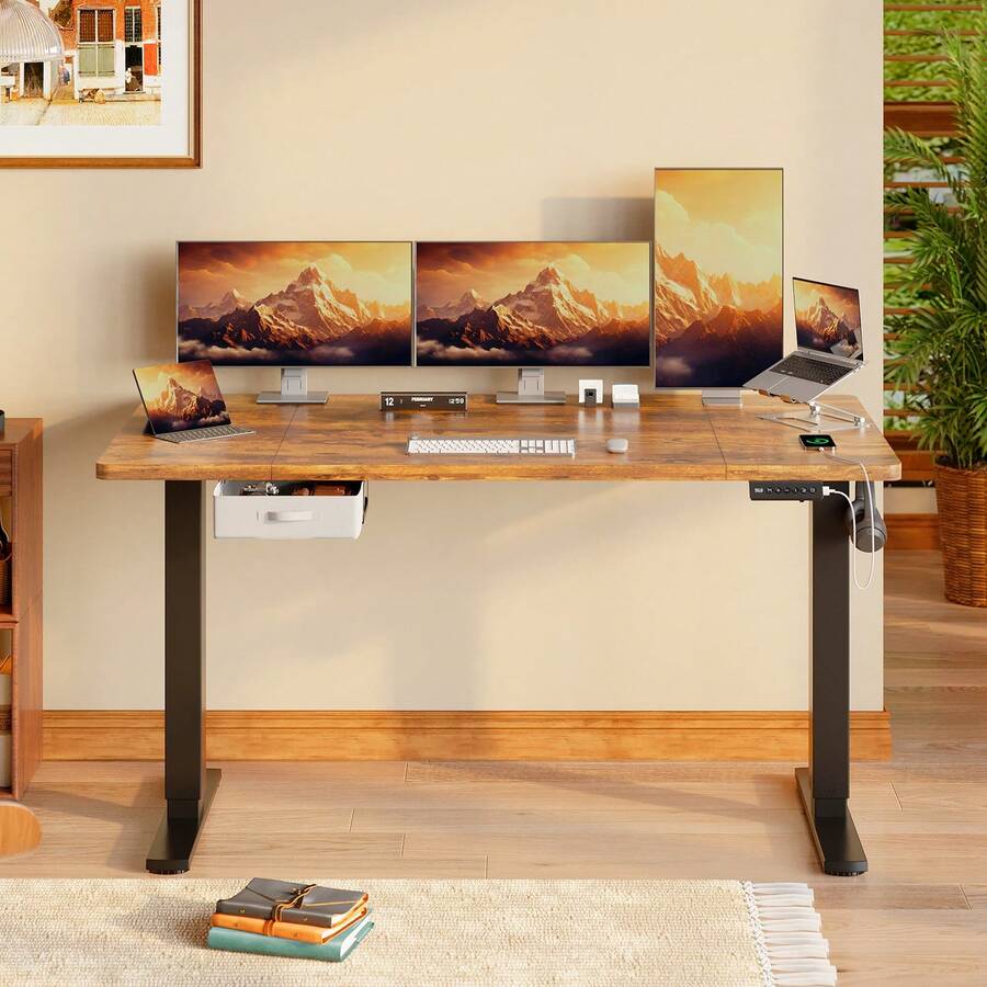 Devoko Gunji 160/180 Cm Height Adjustable Desk, L-Shaped Electric Standing Desk, Height Adjustable, Electric With 4-Function Memory, Ergonomic Gaming Table With Cable Management Tray, Hooks - 查看 1