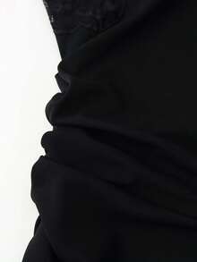 Vestido mini sexy de fiesta con parches de encaje para mujer - Negro - Ver 5