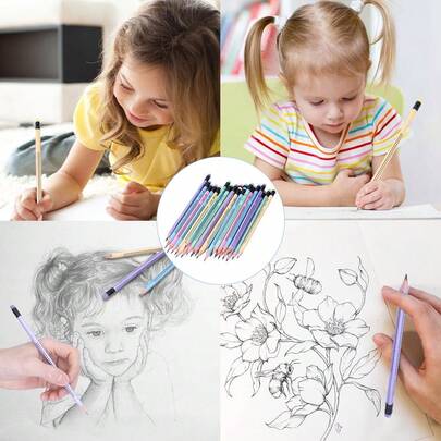 30/60 bút chì HB, bút chì đã gọt sẵn kèm tẩy, bút chì dùng cho giáo viên, học sinh, để viết, vẽ và phác thảo.