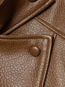 Chaqueta de cuero de mujer de estilo europeo minimalista, textura de litchi negro, nueva colección de otoño/invierno de Seelio - Marrón Mocha - Ver 4