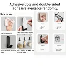 12/6/3pcs Self-Adhesive Small Hooks, Coat Hooks, Adhesive Hangers, Wall Hooks, No Drilling Required For Hanging Bags, Towels, Loofahs, Keys, Hats, Kitchen, Bathroom, Aluminum & Iron, High Quality - Multicolor - View 8