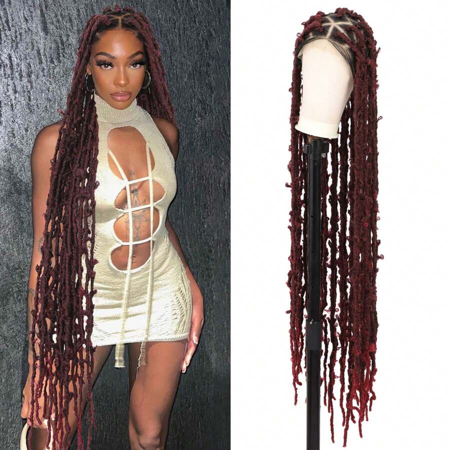 48 Inch Full Double Layer Lace Front Braided Wig With Baby Hair, Extra Long Braided Synthetic Wig With Butterfly Lace Front Braid - Multicolor - View 1