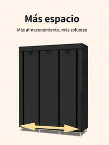 Organizador de ropa de armario portátil Cubierta no tejida con 6 estantes de almacenamiento, 2 secciones colgantes Negro - Negro - Ver 6