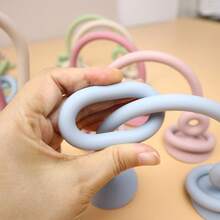 Baby Early Education Cognitive Game Toy Set, Children's Attention Montessori Silicone Desktop Toys With Silicone Rings, Silicone Rings Can Be Used As Baby Teething Toys, Early Development Parent-Child Interactive Toys, Bathroom Bath Toys, Baby Highchair Essential Toys Before And After Meals, Develop Fine Motor Skills, Suitable For Baby Boys And Girls, Best Gift For Newborns - Multicolor - View 6