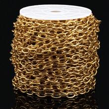 1米不锈钢哑光椭圆形环链，金色压纹粗链，适合DIY珠宝制作，男女皆宜的项链和手链配件。 - 不銹鋼加厚鏈條 - 查看 5