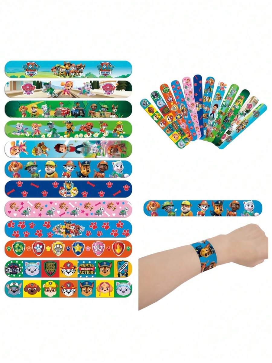 Paw Patrol 汪汪队立大功48片/36片/24片/12片卡通人物图案手链，适合送礼和派对佩戴的拍拍手链 - 彩色 - 查看 1