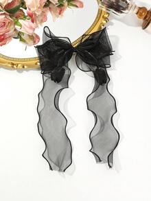 1pc Retro Chiffon Bow Hair Clip, Fluffy Ribbon Tulip Hair Accessory, Suitable For Woodland/Wedding/Daily Use - Multicolor - View 5