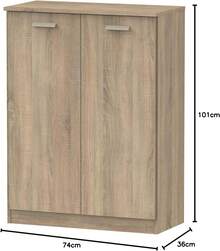 PITARCH FURNITURE| Low Multipurpose Shoe Cabinet, 2 Shelves, Offices, Galleries, Kitchens, 101x74x36cm (Height X Width X Depth), Cambrian Oak, - Kỷ Cambri - Xem 3