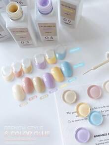 6件套/6毫升凝胶彩绘套装，条纹波浪美甲3D凝胶，DIY美甲 - 彩色 - 查看 6