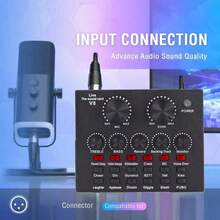 Tarjeta de sonido en vivo con interfaz de audio, efectos de mezclador DJ, cambiador de voz, para transmisión en vivo, podcasting, juegos - Equipo de estudio - Multicolor - Ver 3