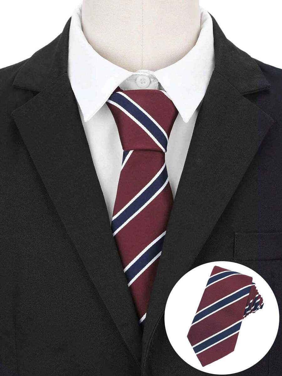 1 chiếc cà vạt thủ công kẻ sọc đỏ và xanh dương, thích hợp để phối với áo sơ mi và mặc hàng ngày. - Cà vạt cổ vũ - Xem 1