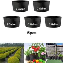 4个大容量种植袋，适合种植土豆、辣椒、花卉和西红柿，园艺风格设计，采用耐用的无纺布制成，容量为18.93升，双提手，适合室内和室外种植，带有排水孔，厚度为350克。 - 黑色 - 查看 9