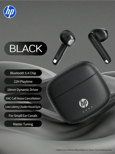  HP H10J Wireless Earbuds | Bluetooth 5.4 | IPX4 Waterproof | 30H Battery Life | Microphone | Lightweight Comfortable Earphones For Sports, Work, And Gaming