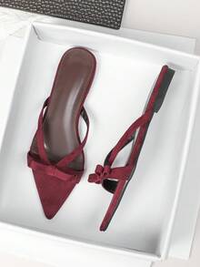 Women's Pointed Toe Flat Sandals, 2026 Spring/Summer New Versatile Soft Bottom Beach Slippers, Fashion Roman Sandals For Women, Plus Size 41-42 - Burgundy - View 5