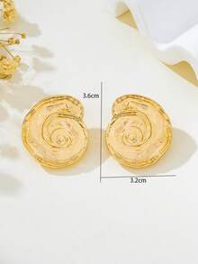 1 Đôi bông tai hình vỏ sò phong cách tối giản, cá nhân hóa, thanh lịch - Vàng - Xem 5