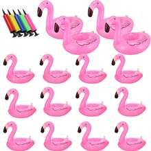 6/12 pièces Porte-gobelet gonflable flamant rose, dessous de verre gonflable d'eau réutilisable mignon animal, décorations de fête de piscine d'été pour boissons, décorations de fête, idéal pour garder vos boissons à flot - A - Voir 11