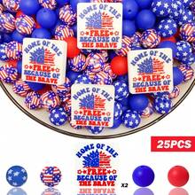 25/30/47pcs American Independence Day 250th Anniversary Series Silicone Bead Set, Printed With American Elements "250" Shaped Beads, DIY Keychain, Necklace, Bracelet, Decoration, Pen, Jewelry Pendant, Holiday & Birthday Gift - Independence Day 250 - View 13