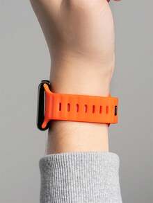 1条运动硅胶表带，兼容 42mm、38mm、40mm、41mm、44mm、45mm、46mm、49mm，时尚智能手表替换表带，适用于Series Ultra2、Ultra SE2、SE 11、10、9、8、7、6、5、4、3、2、1，男女通用 - 橘色 - 查看 4
