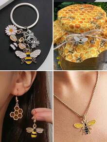 Bộ phụ kiện làm vòng tay, mặt dây chuyền hình ong mật, bộ dụng cụ tự làm vòng cổ, vòng tay, móc khóa. - Mặt dây chuyền thuộc dòng Honeycomb - Xem 4