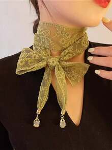 1 pieza Collar con colgante de ojo de gato elegante estilo francés, diadema con decoración de encaje hueco, accesorio versátil de joyería, adecuado para atuendos casuales, de fiesta, de vacaciones para hombres y mujeres, atuendos de verano, diademas de verano, festivales, cumpleaños - Multicolor - Ver 5