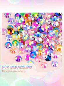 Resin Rhinestones With Tweezers For Bedazzling, Multicolor 3mm Crystal For Nail Art Crafting Makeup - Multicolor - View 6