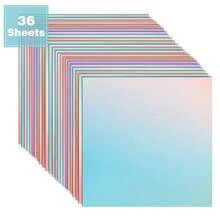 36 Pcs Pastel Gradient Scrapbook Paper | Ombre Solid Craft Sheets For Journaling Perfect For Junk Journal, Cardmaking & Gift Wrapping Backgrounds - Square - View 1