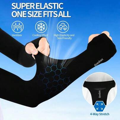 1 Pair Breathable UV Protection Arm Sleeves, Cooling And Breathable, Effectively Blocks Ultraviolet Rays, Suitable For Driving, Golf, Cycling And Other Outdoor Activities